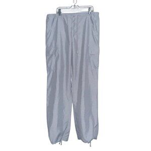 Anchor Blue Light Gray Drawstring Cargo Pants With Adjustable Hem & Pockets